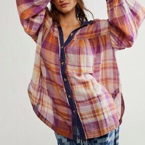 Free People Olivia Plaid Top